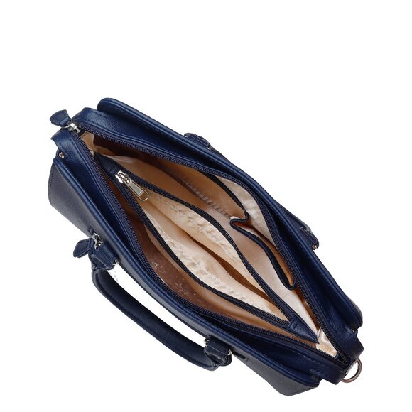 Women’s Vegan Leather Blue Top-Handle Handbag | Crossbody Sling Bag, Purse - Picture 5 of 11